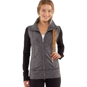 Lululemon Daily Yoga Jacket Coco Pique Black High Neck Collar Women's Size 8